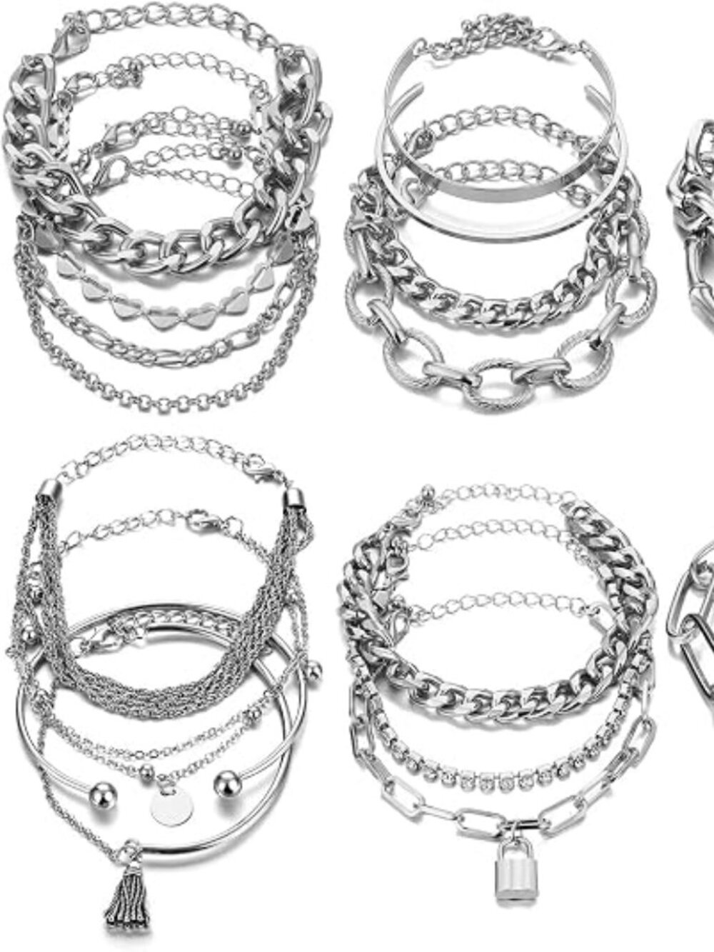 17IF 18-25 PCS(6 Pack) Boho Gold Silver Stackable Bracelets Set for Women